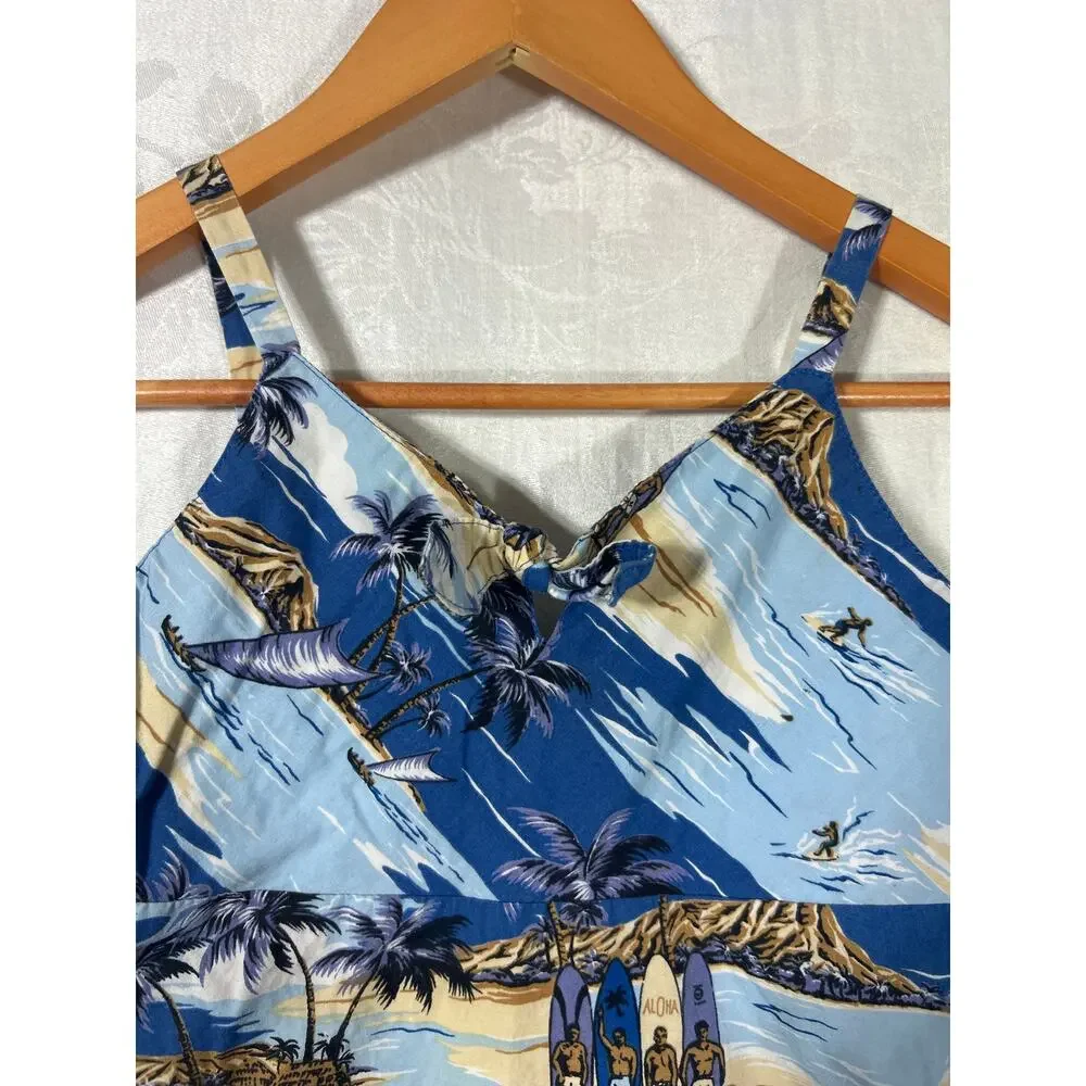 Hilo Hattie Dress Kids Large 10 12 Blue Tropical Hawaiian Sundress Aloha